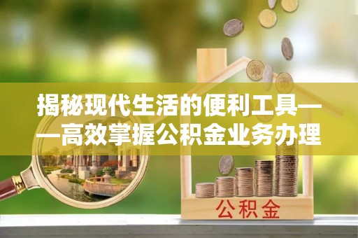 平湖揭秘现代生活的便利工具——高效掌握公积金业务办理流程的关键步骤